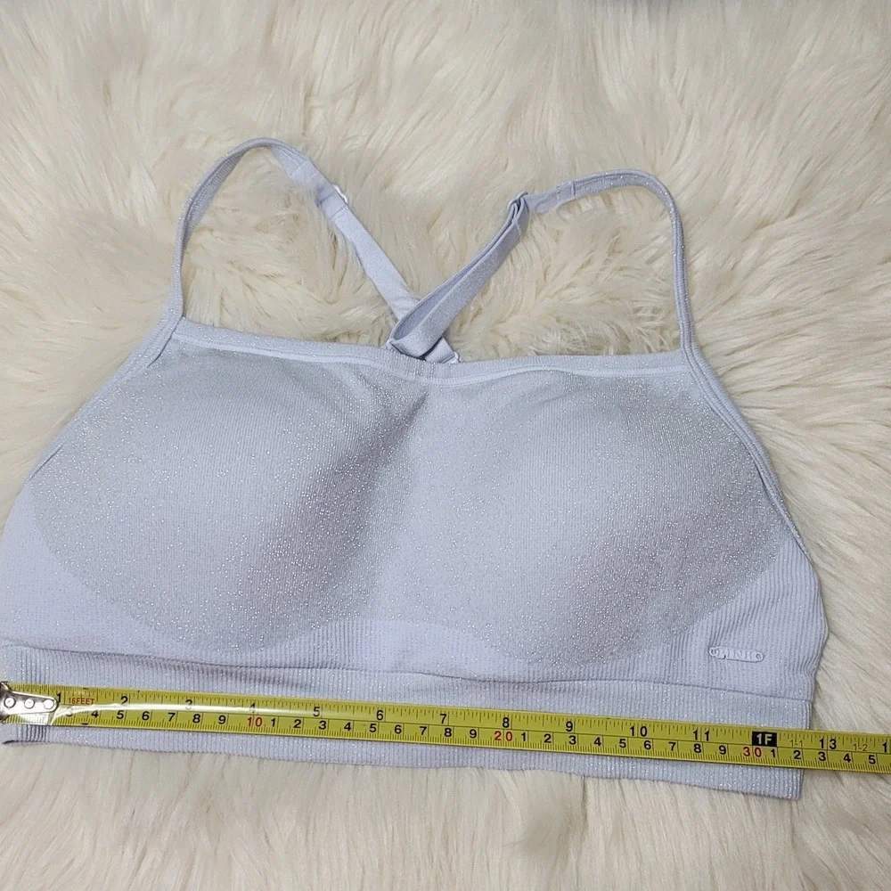 VS PINK Victoria's Secret Seamless Strappy Sports Bra M Silver Shimmer Glitter